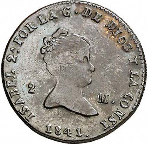 2 Maravedies Obverse Image minted in SPAIN in 1841 (1833-48  -  ISABEL II)  - The Coin Database