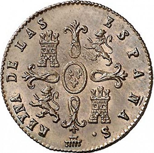 2 Maravedies Reverse Image minted in SPAIN in 1839 (1833-48  -  ISABEL II)  - The Coin Database