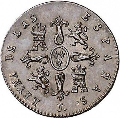 2 Maravedies Reverse Image minted in SPAIN in 1840 (1833-48  -  ISABEL II)  - The Coin Database