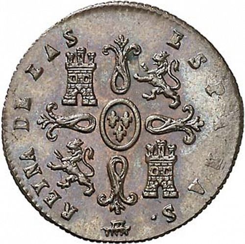 2 Maravedies Reverse Image minted in SPAIN in 1840 (1833-48  -  ISABEL II)  - The Coin Database