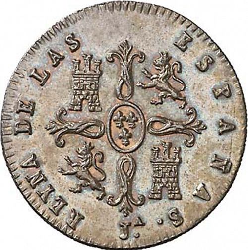 2 Maravedies Reverse Image minted in SPAIN in 1842 (1833-48  -  ISABEL II)  - The Coin Database