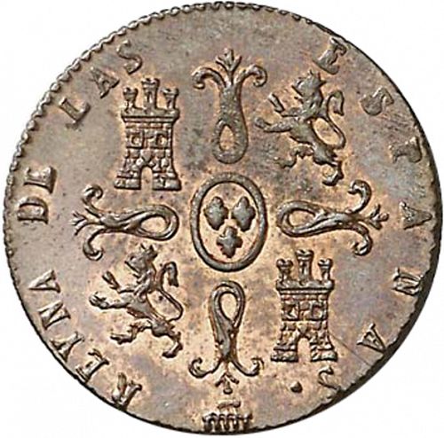 2 Maravedies Reverse Image minted in SPAIN in 1846 (1833-48  -  ISABEL II)  - The Coin Database