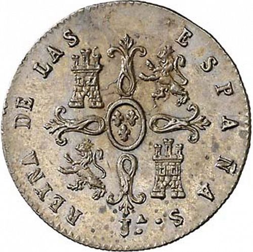 2 Maravedies Reverse Image minted in SPAIN in 1848 (1833-48  -  ISABEL II)  - The Coin Database