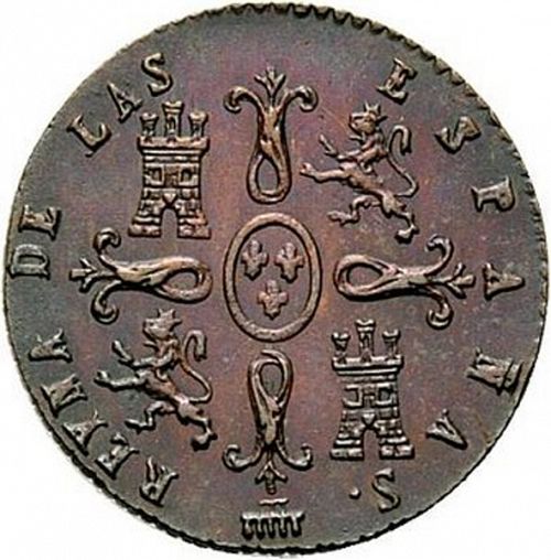 2 Maravedies Reverse Image minted in SPAIN in 1848 (1833-48  -  ISABEL II)  - The Coin Database