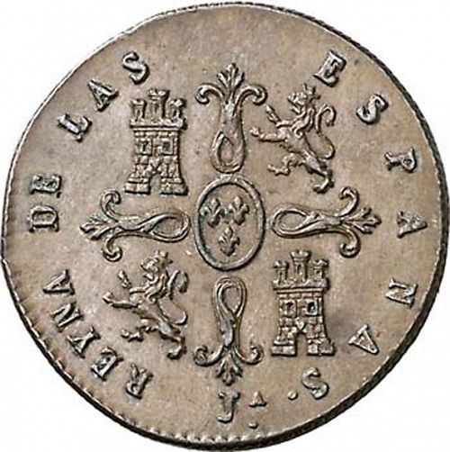 2 Maravedies Reverse Image minted in SPAIN in 1849 (1833-48  -  ISABEL II)  - The Coin Database
