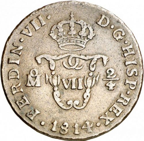 2 Quartos Obverse Image minted in SPAIN in 1814 (1808-33  -  FERNANDO VII - Local coinage)  - The Coin Database