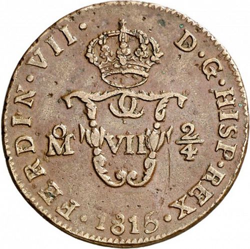 2 Quartos Obverse Image minted in SPAIN in 1815 (1808-33  -  FERNANDO VII - Local coinage)  - The Coin Database
