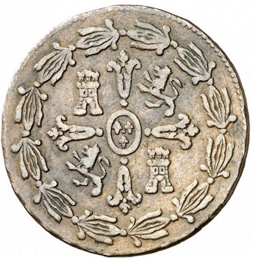 2 Quartos Reverse Image minted in SPAIN in 1814 (1808-33  -  FERNANDO VII - Local coinage)  - The Coin Database