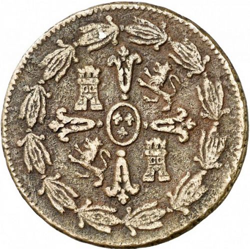 2 Quartos Reverse Image minted in SPAIN in 1821 (1808-33  -  FERNANDO VII - Local coinage)  - The Coin Database