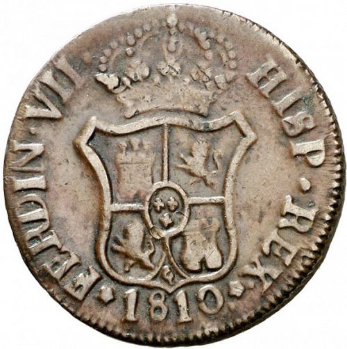 3 Cuartos Obverse Image minted in SPAIN in 1810 (1808-33  -  FERNANDO VII - Local coinage)  - The Coin Database