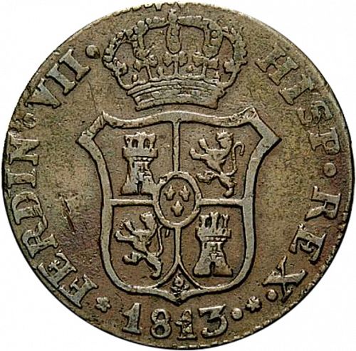 3 Cuartos Obverse Image minted in SPAIN in 1813 (1808-33  -  FERNANDO VII - Local coinage)  - The Coin Database