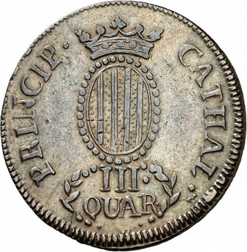 3 Cuartos Reverse Image minted in SPAIN in 1811 (1808-33  -  FERNANDO VII - Local coinage)  - The Coin Database