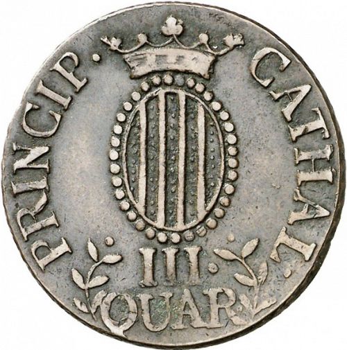 3 Cuartos Reverse Image minted in SPAIN in 1812 (1808-33  -  FERNANDO VII - Local coinage)  - The Coin Database