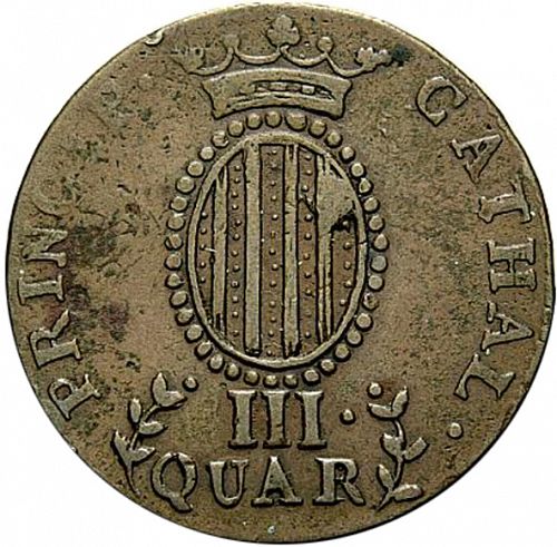 3 Cuartos Reverse Image minted in SPAIN in 1813 (1808-33  -  FERNANDO VII - Local coinage)  - The Coin Database