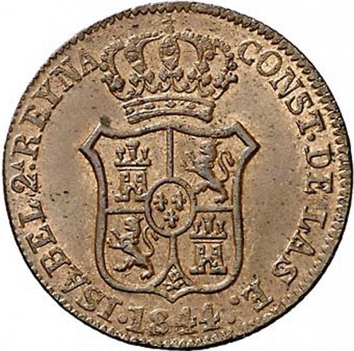 3 Cuartos Obverse Image minted in SPAIN in 1844 (1833-48  -  ISABEL II - Catalonia Principality)  - The Coin Database
