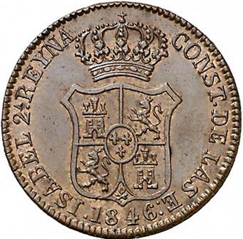 3 Cuartos Obverse Image minted in SPAIN in 1846 (1833-48  -  ISABEL II - Catalonia Principality)  - The Coin Database