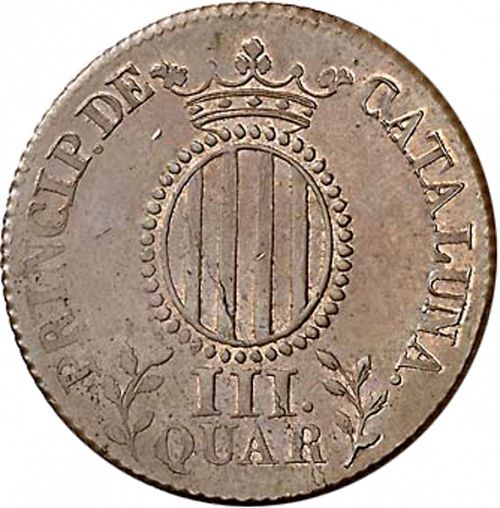 3 Cuartos Reverse Image minted in SPAIN in 1836 (1833-48  -  ISABEL II - Catalonia Principality)  - The Coin Database