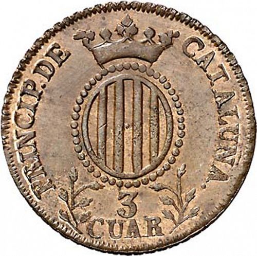 3 Cuartos Reverse Image minted in SPAIN in 1839 (1833-48  -  ISABEL II - Catalonia Principality)  - The Coin Database