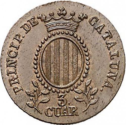 3 Cuartos Reverse Image minted in SPAIN in 1846 (1833-48  -  ISABEL II - Catalonia Principality)  - The Coin Database
