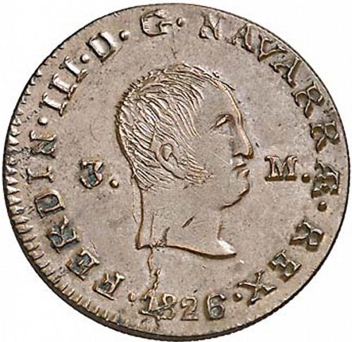 3 Maravedies Obverse Image minted in SPAIN in 1826 (1808-33  -  FERNANDO VII)  - The Coin Database
