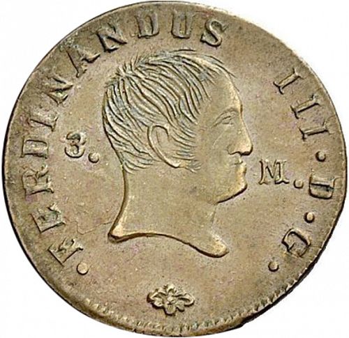 3 Maravedies Obverse Image minted in SPAIN in 1833 (1808-33  -  FERNANDO VII)  - The Coin Database