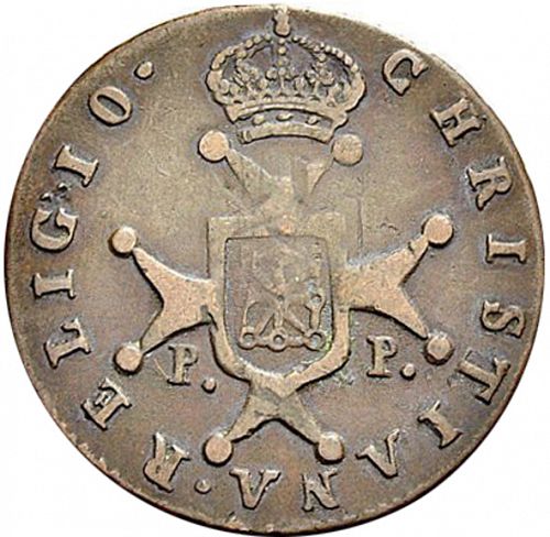 3 Maravedies Reverse Image minted in SPAIN in 1820 (1808-33  -  FERNANDO VII)  - The Coin Database