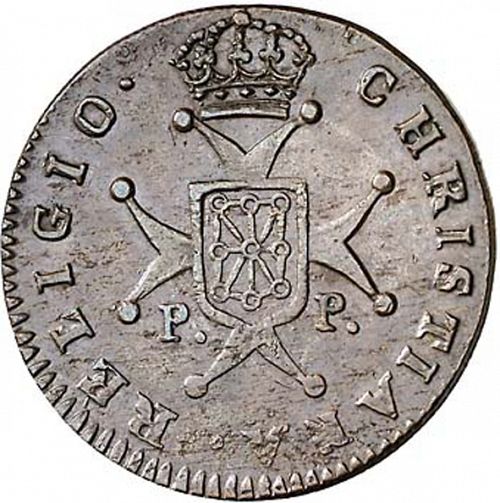 3 Maravedies Reverse Image minted in SPAIN in 1825 (1808-33  -  FERNANDO VII)  - The Coin Database