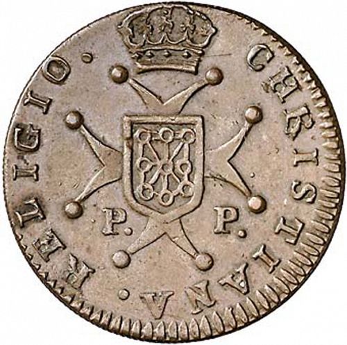 3 Maravedies Reverse Image minted in SPAIN in 1826 (1808-33  -  FERNANDO VII)  - The Coin Database