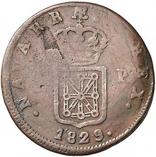 3 Maravedies Reverse Image minted in SPAIN in 1829 (1808-33  -  FERNANDO VII)  - The Coin Database