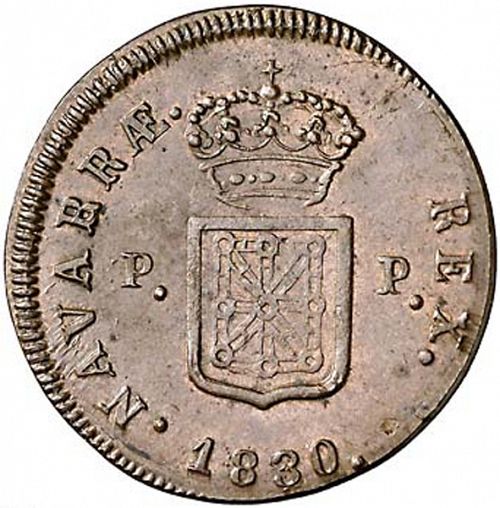 3 Maravedies Reverse Image minted in SPAIN in 1830 (1808-33  -  FERNANDO VII)  - The Coin Database