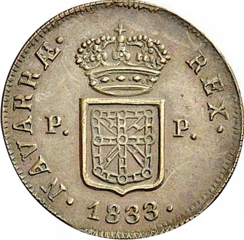 3 Maravedies Reverse Image minted in SPAIN in 1833 (1808-33  -  FERNANDO VII)  - The Coin Database