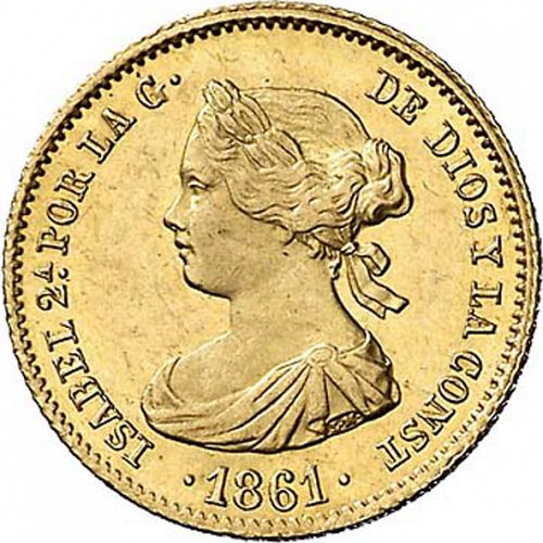 40 Reales Obverse Image minted in SPAIN in 1861 (1849-64  -  ISABEL II - Decimal Coinage)  - The Coin Database