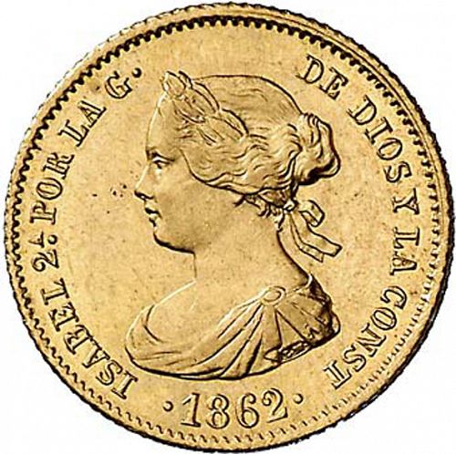 40 Reales Obverse Image minted in SPAIN in 1862 (1849-64  -  ISABEL II - Decimal Coinage)  - The Coin Database