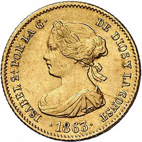 40 Reales Obverse Image minted in SPAIN in 1863 (1849-64  -  ISABEL II - Decimal Coinage)  - The Coin Database