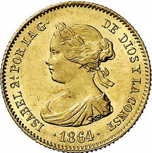 40 Reales Obverse Image minted in SPAIN in 1864 (1849-64  -  ISABEL II - Decimal Coinage)  - The Coin Database
