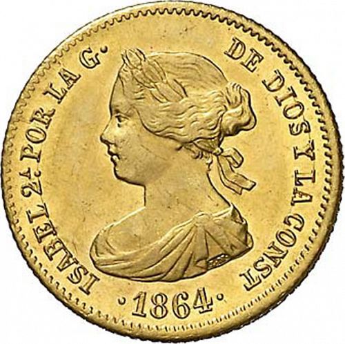 40 Reales Obverse Image minted in SPAIN in 1864 (1849-64  -  ISABEL II - Decimal Coinage)  - The Coin Database
