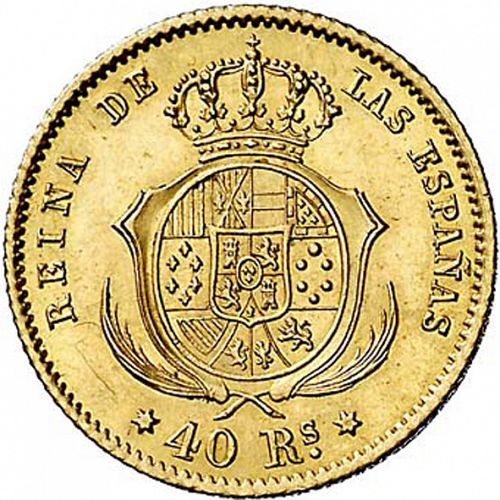 40 Reales Reverse Image minted in SPAIN in 1861 (1849-64  -  ISABEL II - Decimal Coinage)  - The Coin Database