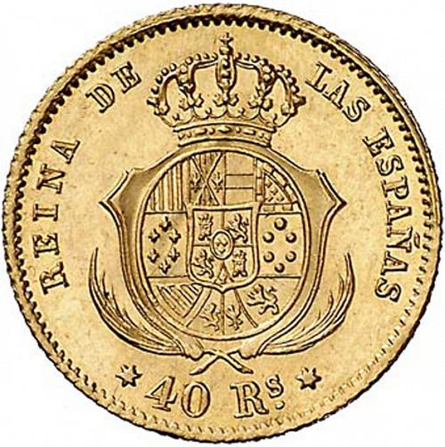 40 Reales Reverse Image minted in SPAIN in 1862 (1849-64  -  ISABEL II - Decimal Coinage)  - The Coin Database