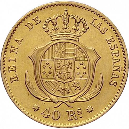 40 Reales Reverse Image minted in SPAIN in 1863 (1849-64  -  ISABEL II - Decimal Coinage)  - The Coin Database