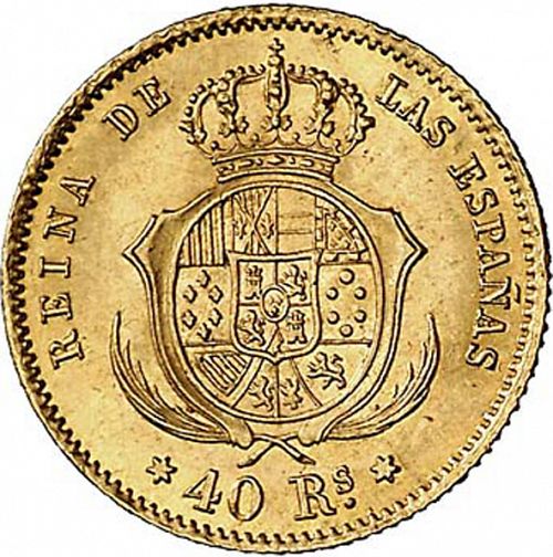 40 Reales Reverse Image minted in SPAIN in 1863 (1849-64  -  ISABEL II - Decimal Coinage)  - The Coin Database