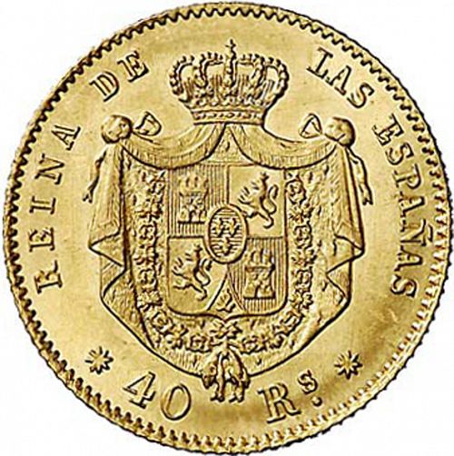 40 Reales Reverse Image minted in SPAIN in 1864 (1849-64  -  ISABEL II - Decimal Coinage)  - The Coin Database