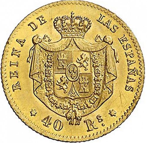 40 Reales Reverse Image minted in SPAIN in 1864 (1849-64  -  ISABEL II - Decimal Coinage)  - The Coin Database