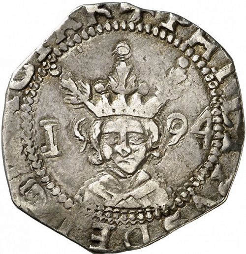 Doblón de seis sous Obverse Image minted in SPAIN in 1594 (1556-98  -  FELIPE II - Local Coinage)  - The Coin Database