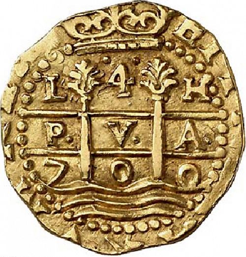 4 Escudos Obverse Image minted in SPAIN in 1700H (1665-00  -  CARLOS II)  - The Coin Database