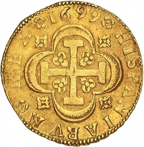 4 Escudos Reverse Image minted in SPAIN in 1699M (1665-00  -  CARLOS II)  - The Coin Database