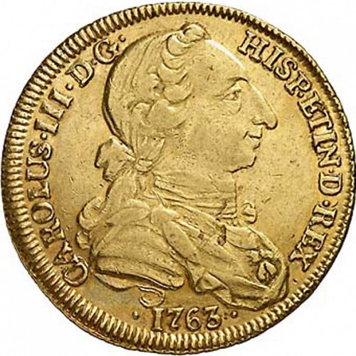 4 Escudos Obverse Image minted in SPAIN in 1763J (1759-88  -  CARLOS III)  - The Coin Database