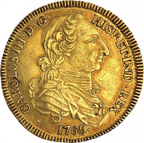 4 Escudos Obverse Image minted in SPAIN in 1765MF (1759-88  -  CARLOS III)  - The Coin Database