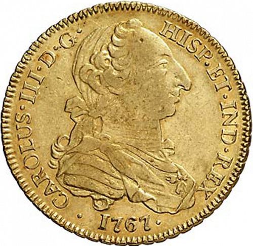 4 Escudos Obverse Image minted in SPAIN in 1767MF (1759-88  -  CARLOS III)  - The Coin Database