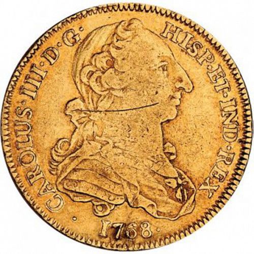 4 Escudos Obverse Image minted in SPAIN in 1768MF (1759-88  -  CARLOS III)  - The Coin Database