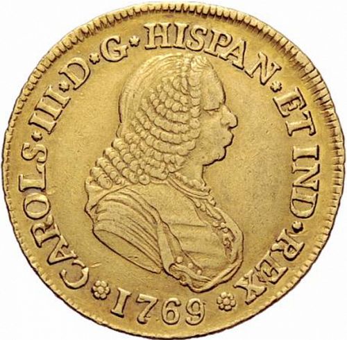 4 Escudos Obverse Image minted in SPAIN in 1769J (1759-88  -  CARLOS III)  - The Coin Database